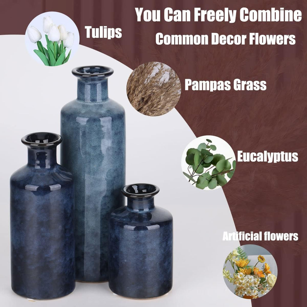 Blue Ceramic Vase Set