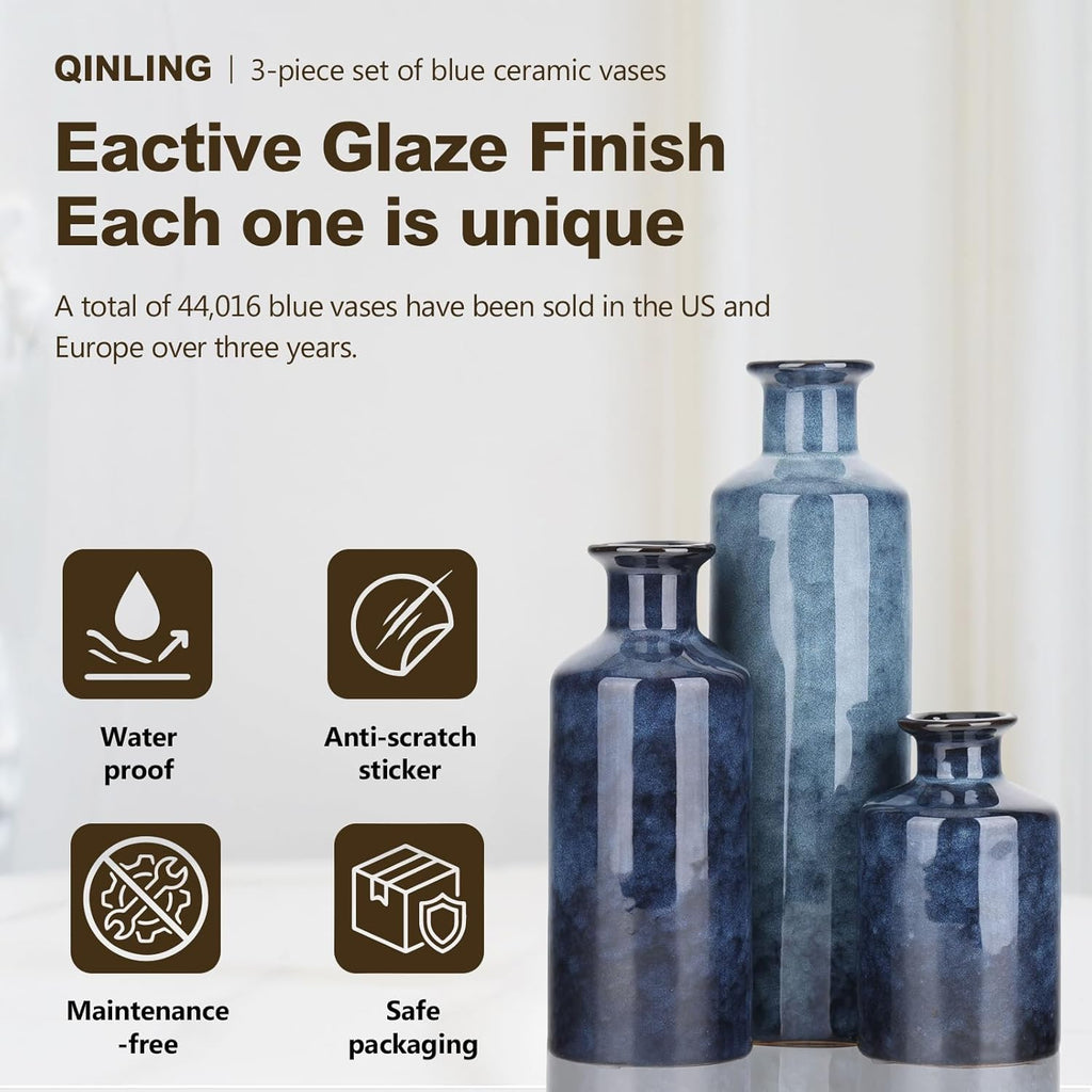 Blue Ceramic Vase Set
