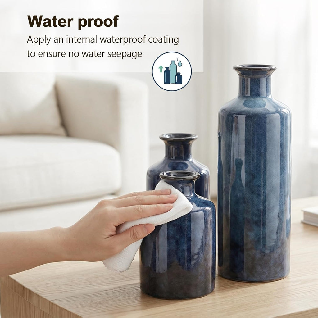 Blue Ceramic Vase Set