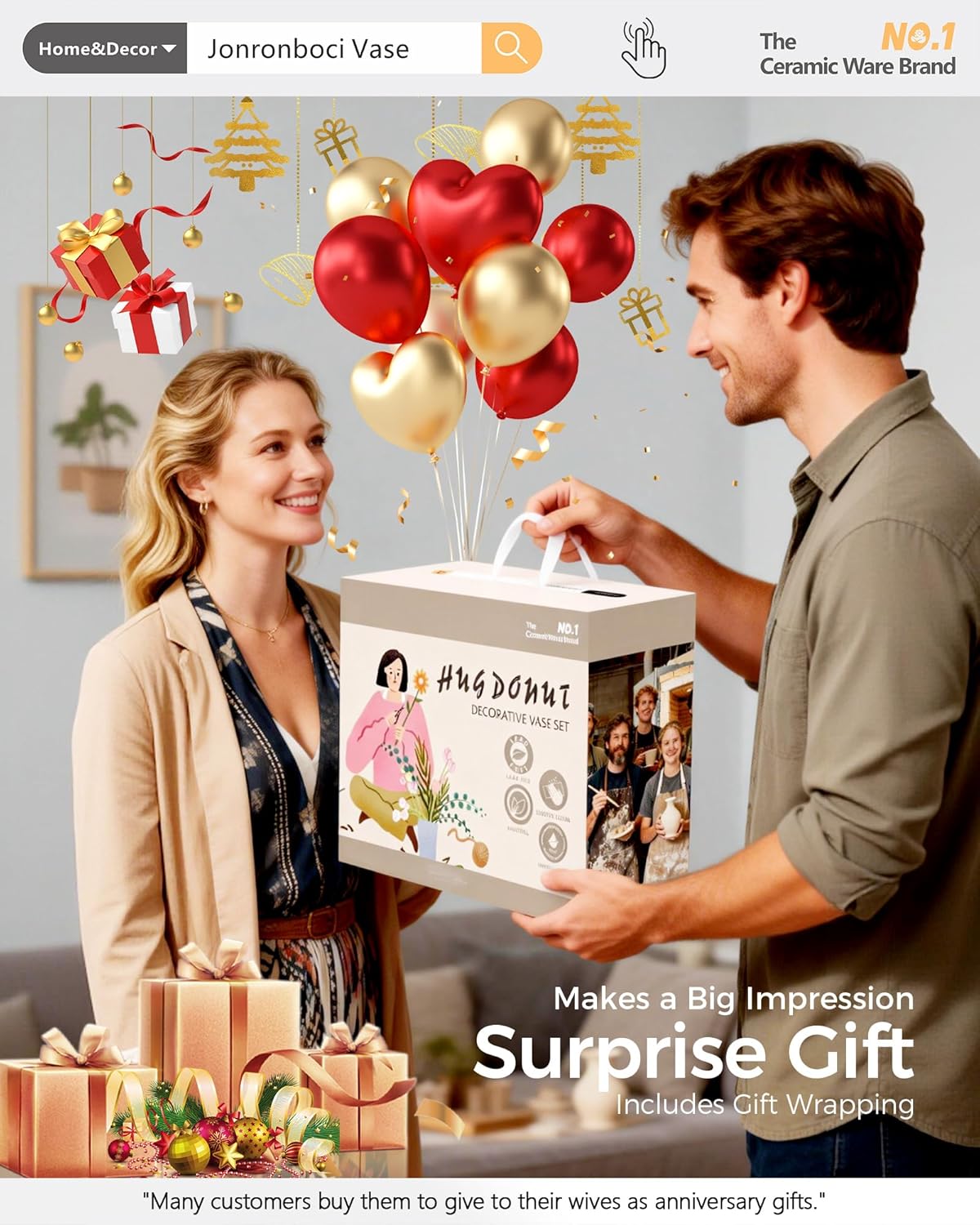 Hug Donut Decorative Vase Set