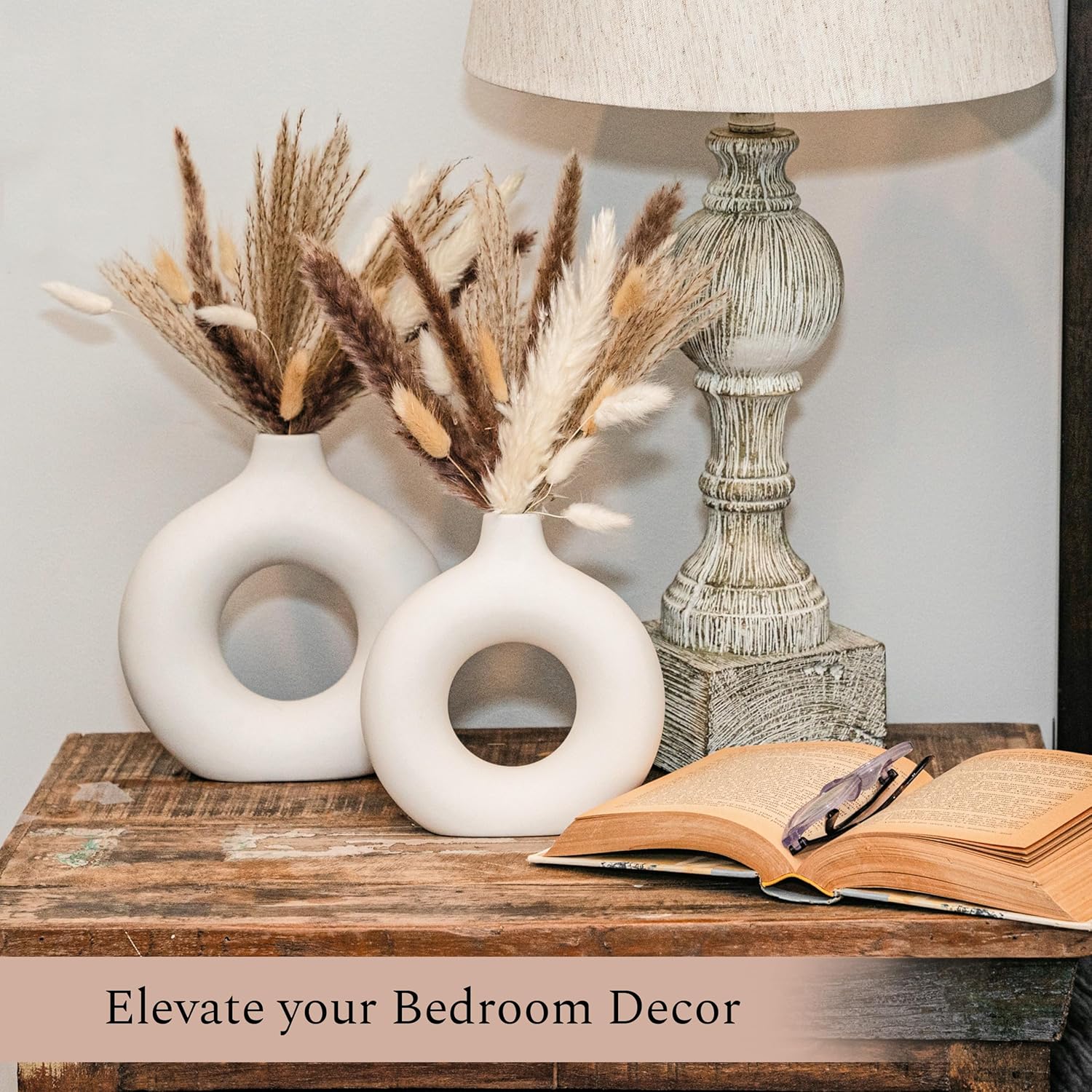 Set of 3 White Ceramic Vase